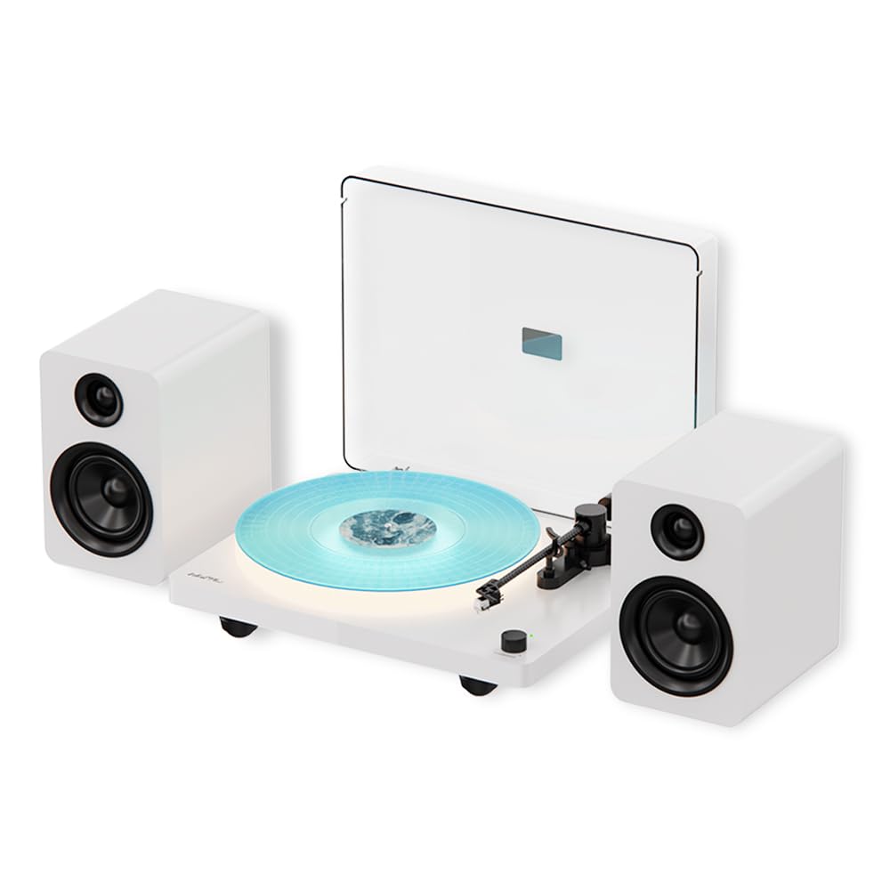 WhatPlus X3 レコードプレーヤー 内蔵LEDライト & 外部スピーカー対応 33/45回転 & 7/10/12インチレコード対応 RCA/AUX接続 防塵カバー付き