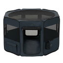 Petsfit 犬 サークル ペットサークル 八角形 ドッグハウス 【パッと開いてすぐ使える】 猫の産屋 猫の分娩室 折りたたみ 犬猫兼用 メッシュ 屋根付き 軽量 収納バッグ付き 部屋のインテリアに馴染み キャンプ アウトドア お出かけ用品 中大ペット(