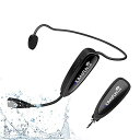 フィットネスワイヤレスマイク KIMAFUN2.4G無線防水ヘッドセットマイク 30m伝送範囲 自動ペア 耳掛式 送信機と3.5mmステレオプラグ受信機付き スピーカー、PC、スマートフォン用 フィットネス/スピニング/ヨガコーチに最適(G100)