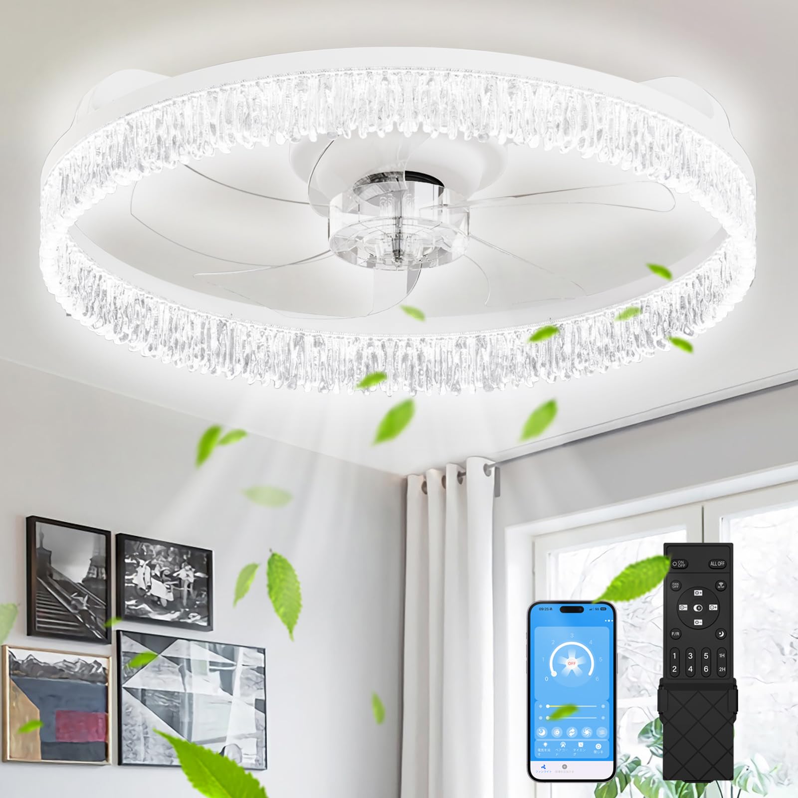 乐天商城 - LEDシーリングファンライト 【大風量・大光量】 ファン付きシーリングライト ファン付き照明 5200LM 50cm天井扇風機 天井照明 6畳 8畳 10畳 無階段調色調光 風量6段階調節 照明器具 LED天井ファンライト 静音DCモーター 空気循環 冷暖