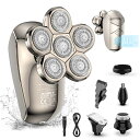 スキンヘッド シェーバー Kibiy 5-in-1 6Dフローティングヘッド シェーバー メンズ 電気シェーバー 髭剃り 電動シェーバー 回転式 男性 ロータリ...