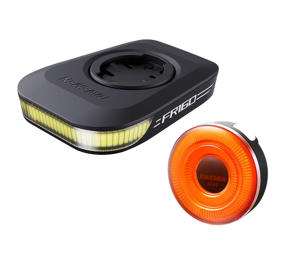 RAVEMEN FR160+CL05 自転車ライトセット 160ルーメン フロントライト テールライト ロードバイクライト USB-C充電式 セーフティライト IPX6防水 光センサー サイクリング 日本語取扱説明書付き