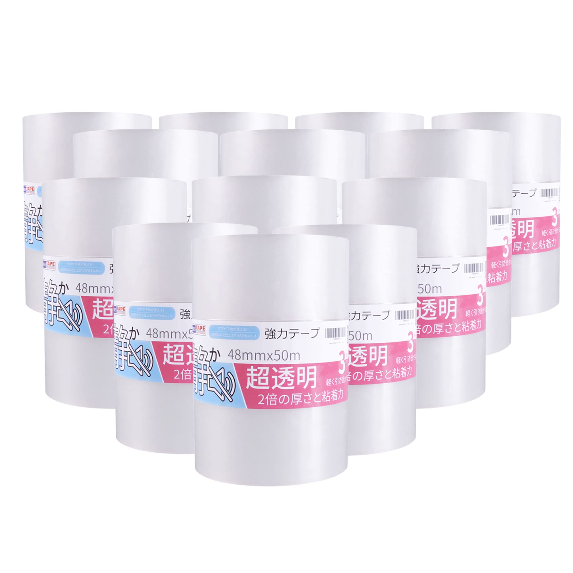 ADHES 静かなOPPテープ 粘着テープ 梱包テープ 透明 ガムテープ 引越し 宅配便 重量物用 48mm x 50m 36..