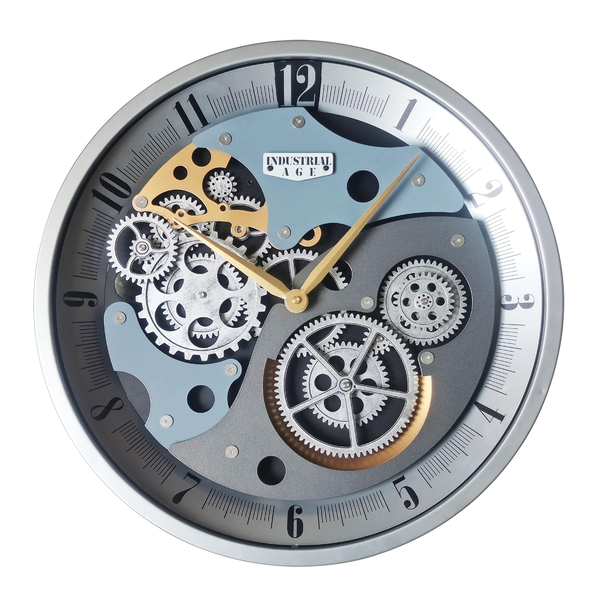 掛け時計 静音 おしゃれ ヴィンテージ 壁掛け時計 アンティーク 46cm 18インチ ギア 屋内  ...