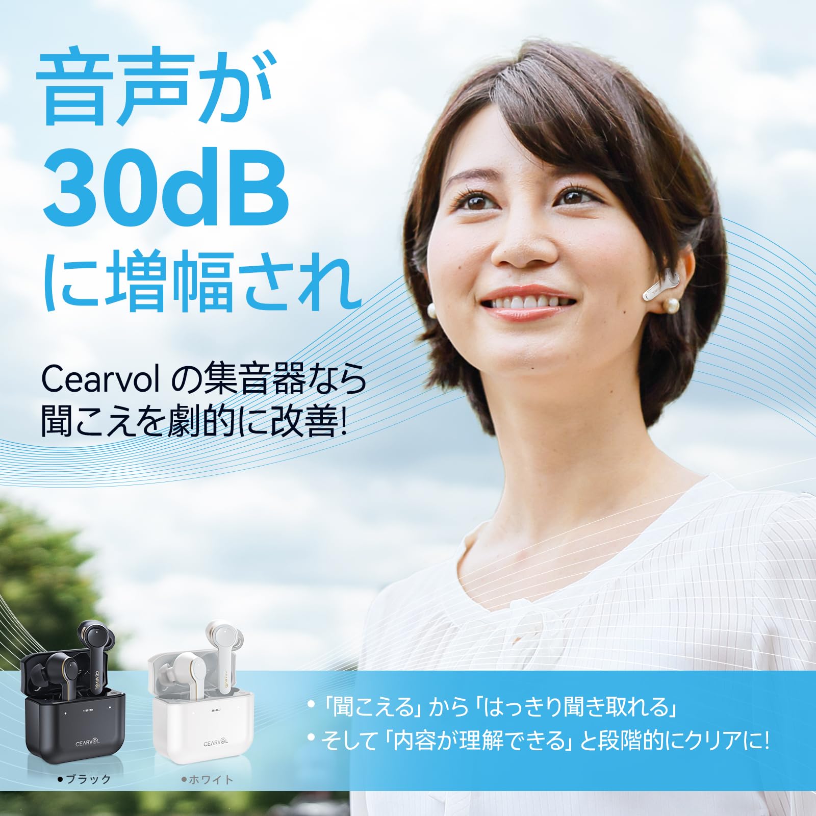 Cearvol 集音器 Bluetooth5.3 ワイヤレス イヤホン型 高齢者若者向け 長時間使用 高速充電式 アプリ イコライザー付き 動画通話音楽対応 ノイズキャンセル キーキー音 衝撃音対応 クリアな音質 快適 16チャンネル 遅延なし 小型 軽量 konanonline-10208166 湖南オンライン サンプル画像2