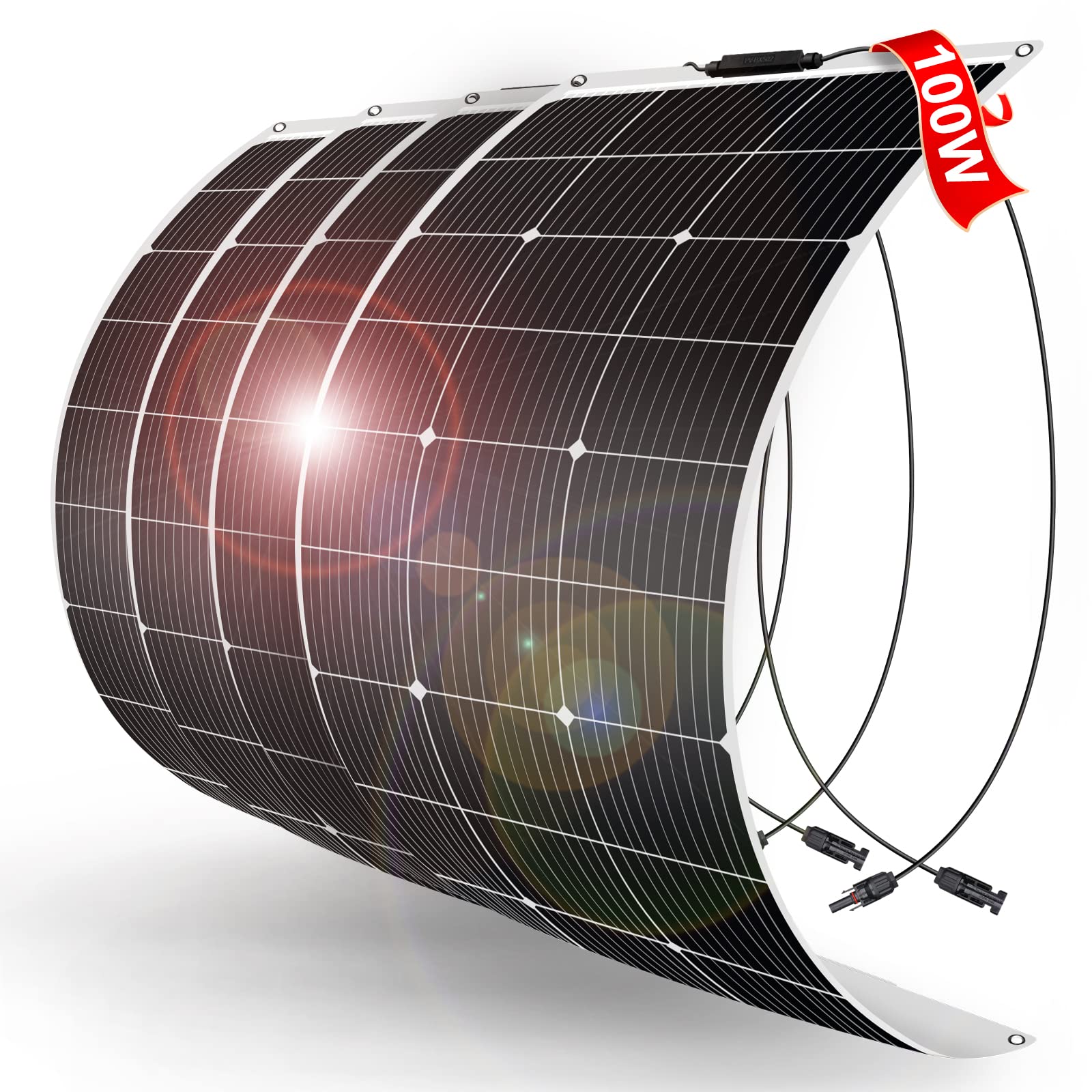 DOKIO ソーラーパネル 400W フレキシブル 防災対策 単結晶 4枚*100W 18v ポータブル電源や12Vバッテり適用 自作のソーラー発電に最適な小型・家庭用太陽光パネル 太陽光パネル 曲げ可能 IP67防水防塵 車中泊 野外 災害対策 変換効率