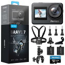 AKASO Brave7 アクションカメラ 4K アクションカム 64GBカード付き IPX8本機防水10M 水中カメラ 6軸手ぶれ補正 チェストストラップ+スーパークランプ