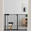 ウィードマップ ベビーゲート ペットゲート ペットドア付き 取付幅110-122CM 高さ78cm 中小型犬 猫 突っ張り式 拡張フレーム付き ドア付きゲート 赤ちゃんゲート 取り付け簡単 自動閉鎖 扉開閉式 ブラック(3)