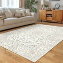 SONGLET 160x230cm ラグマット 洗える 長方形 滑り止め付き 低パイル キャメル ペルシャ風 リビング 寝室 学習机 下 ベッドサイド カーペット 軽量 洗濯機対応 糸くずなし