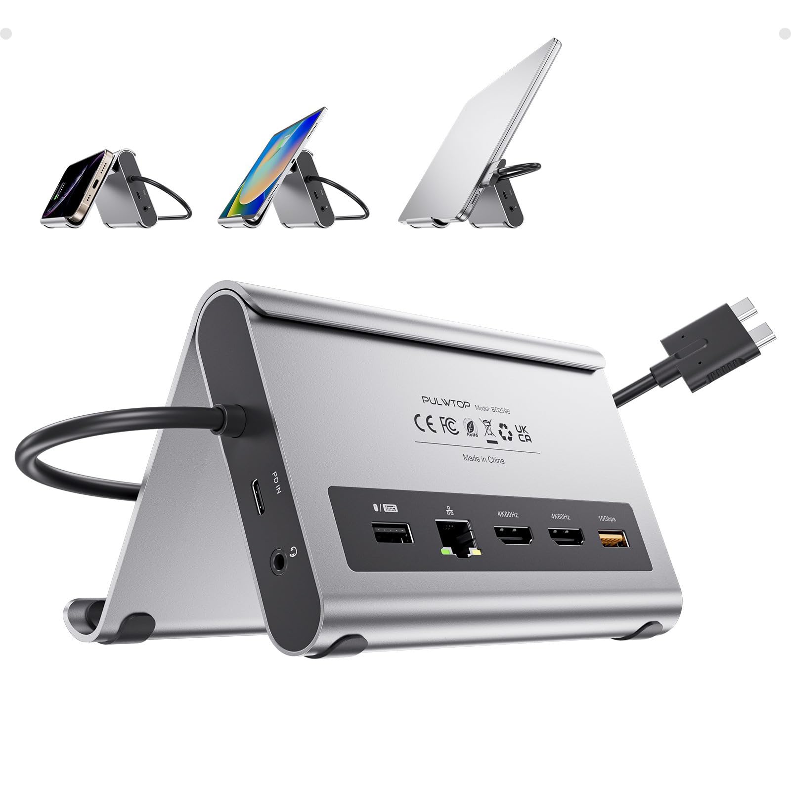 【送料無料】USB C ドッキングステーション デュアル 4K モニター MacBook Pro/Air M3/M4 用 MacBook Pro ドックスタンド デュアルディスプレイ ノートパソコンドッキングステーション HDMI 2個、PD、イーサ