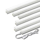 LED蛍光灯 40W形 器具一体型LED蛍光灯 T5 LED 直管 18W led 6000K-6500K 昼光色 天井照明 バーライト ベースライト 120cm 蛍光灯器具セット led照明 工事不要 軽量 連結コード付属 スイッチ付き【6本入り】