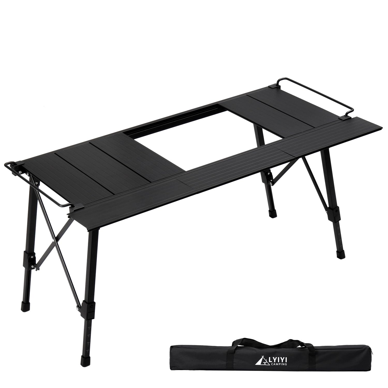 楽天湖南オンラインLYIYI IGTテーブル アウトドア 折りたたみ キャンプ 調節可能 高さ無段階調節 頑丈アルミ合金 8枚パネル バーベキュー 収納ケース付