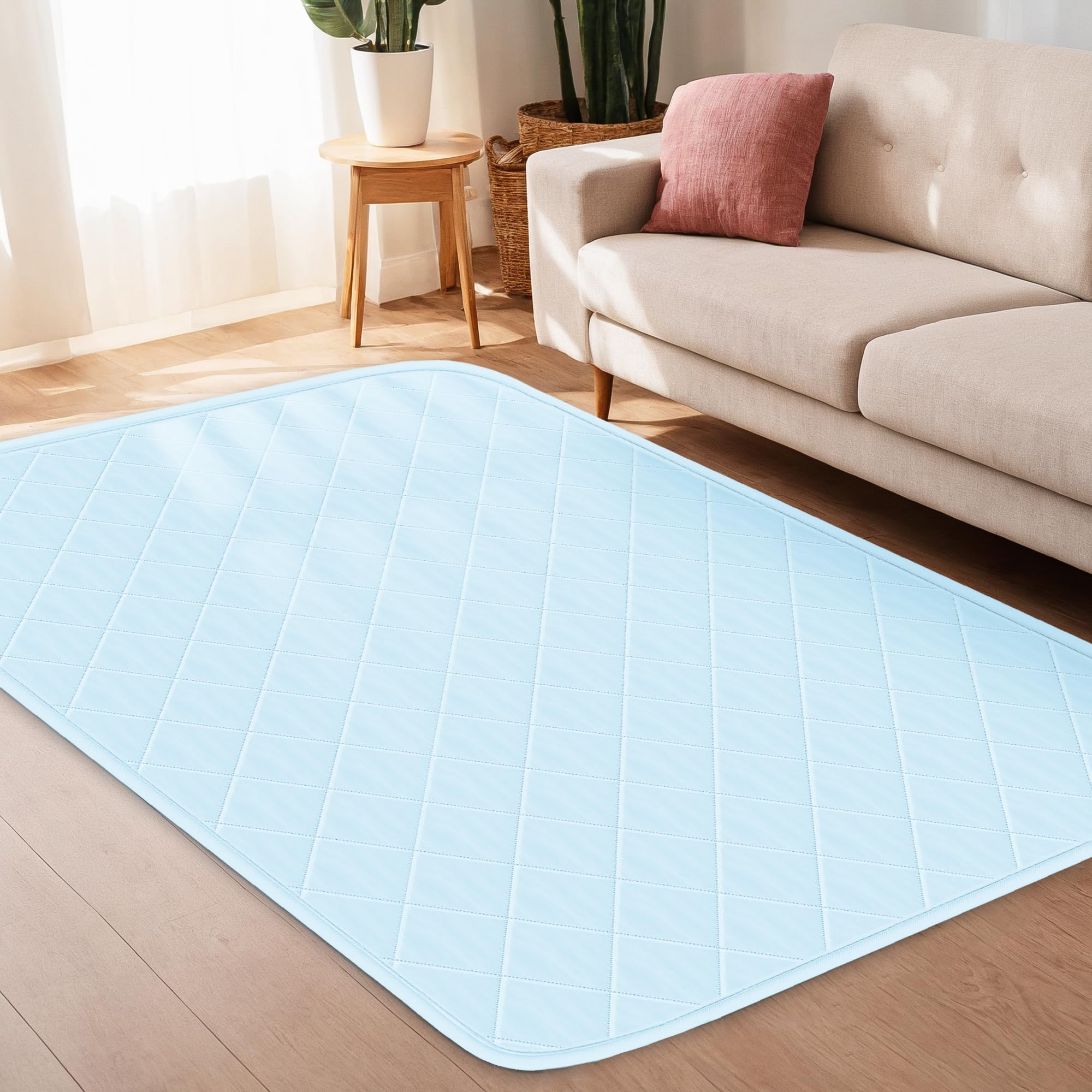 楽天湖南オンラインHomwarm 夏用ラグマット カーペット 接触冷感 ひんやり Q-MAX0.5 冷感持続 節電対策 ラグ 吸湿速乾 通気性 抗菌 防臭 防ダニ 防音 滑り止め付 洗える （ブルー, 235×185cm）