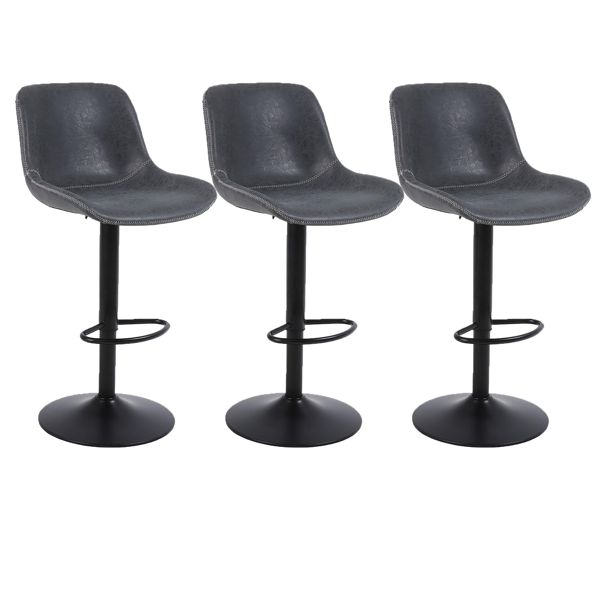 Ermnois カウンターチェア 回転昇降バースツール PUレザー ハイチェア 背もたれバーチェア キッチン 回転椅子 ハイスツール 足置き 高さ調節可能 キッ...