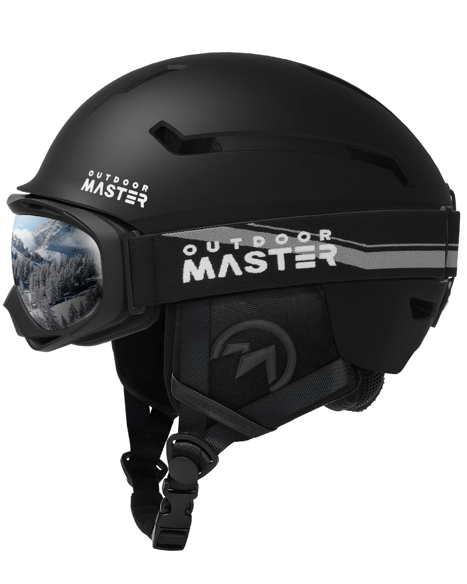OUTDOORMASTER スキー ヘルメット ゴーグル付き スノーボード ヘルメット バイザー付き スノーヘルメット 通気スイッチ 全方位調整アジャスター 高密度EPS スキー用ヘルメット 3D保護クッション 取り出し可能 洗濯可能 大人用 男女兼用 7