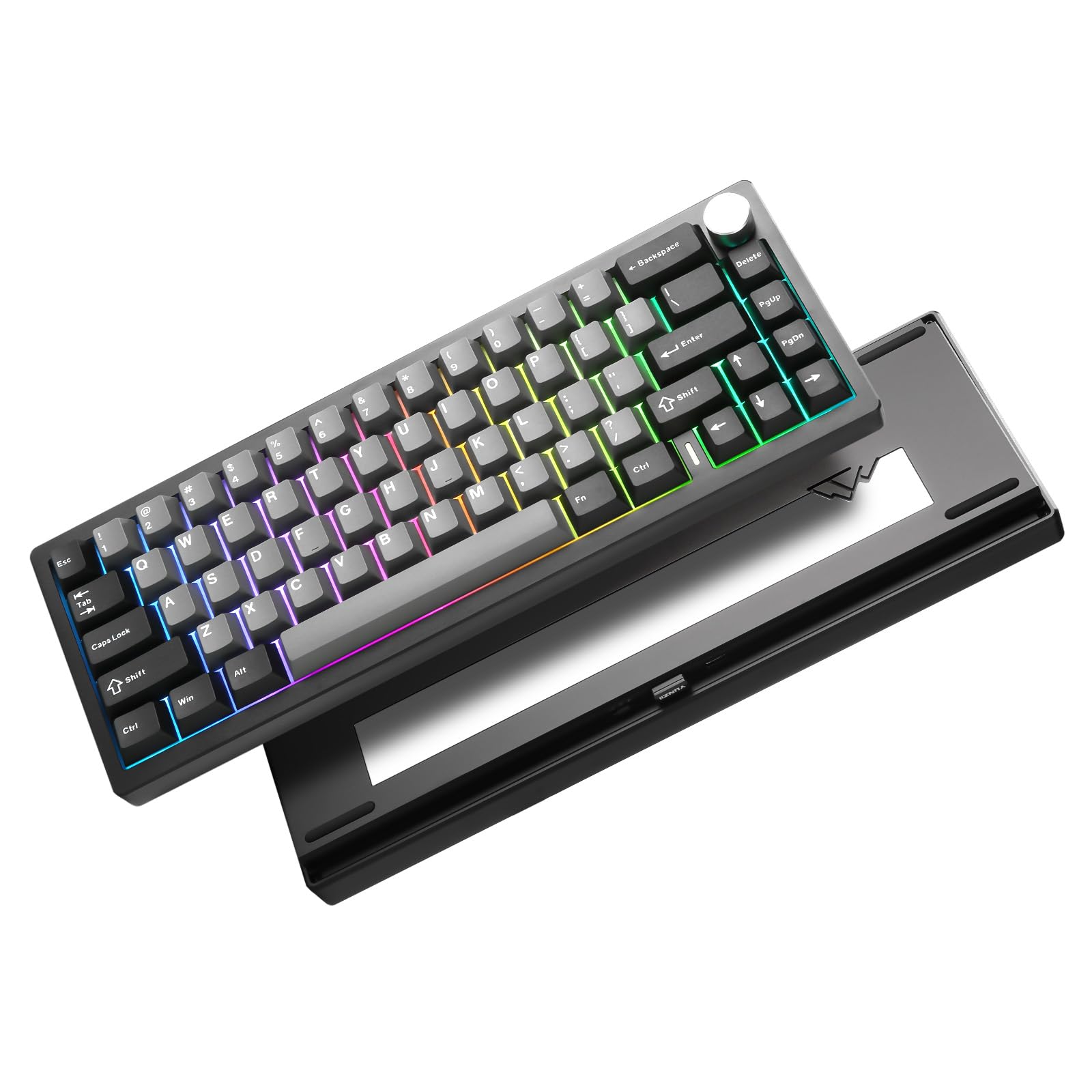 楽天湖南オンラインYUNZII AL68 メカニカルキーボード ワイヤレス 68キー ホットスワップ対応 英語配列 RGB QMK/VIAアルミニウム BT5.0/2.4G/USB-C有線 ノブ付き ガスケット装着キーボード Windows/Mac用 技適認証取得 （ブラッ