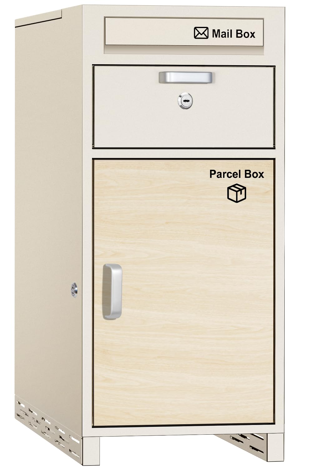 【複数投函可能/大容量 140L】 VARNIC 宅配ボックス 宅配BOX 組み立て不要 防水 屋外 置き配 大容量 ポスト付き 郵便受け 簡単設置 両開扉 盗難防止 大型 戸建て用 個人宅 (ベージュ)