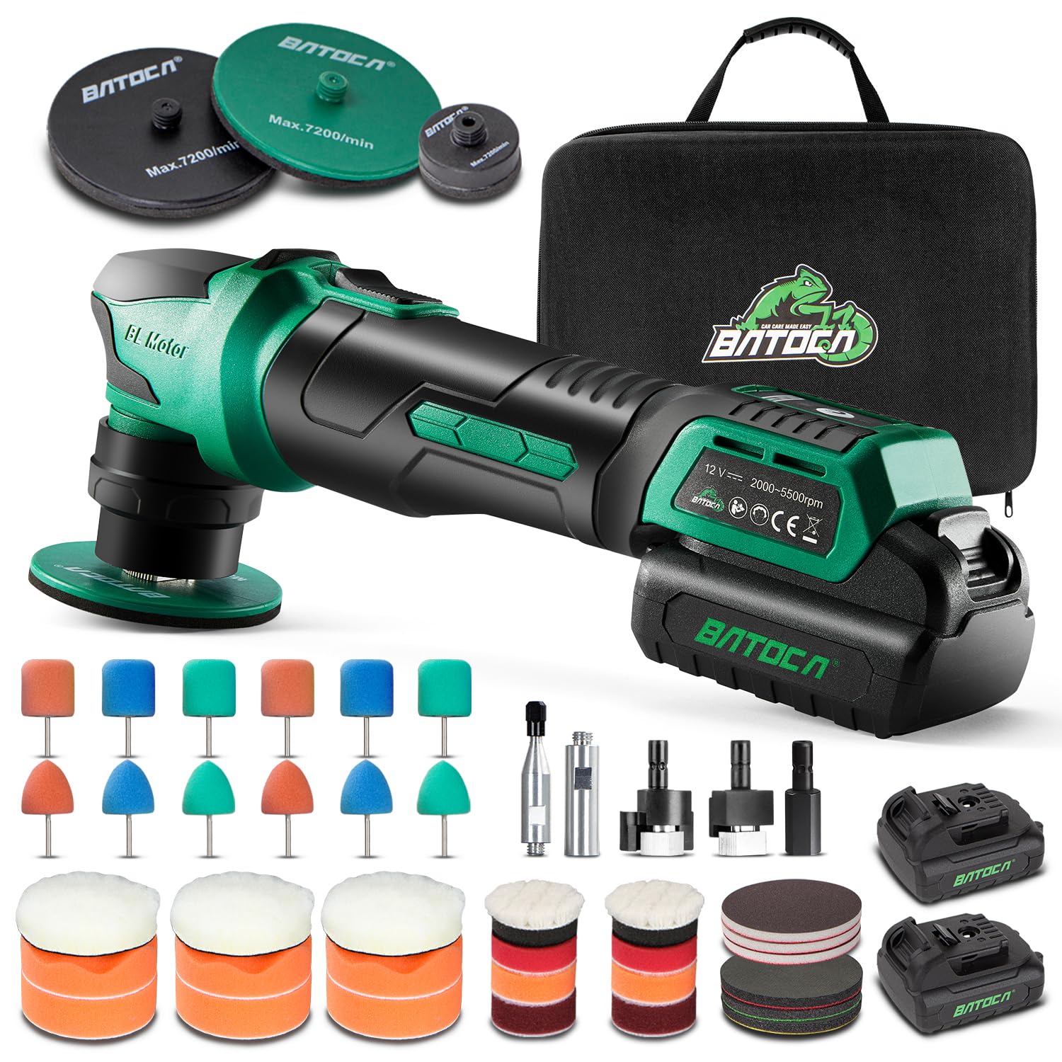 BATOCA S4 ミニ ポリッシャー ダブルアクション車 コードレス 小型 30mm/75mm 充電式 静音設計+DA/RO ..