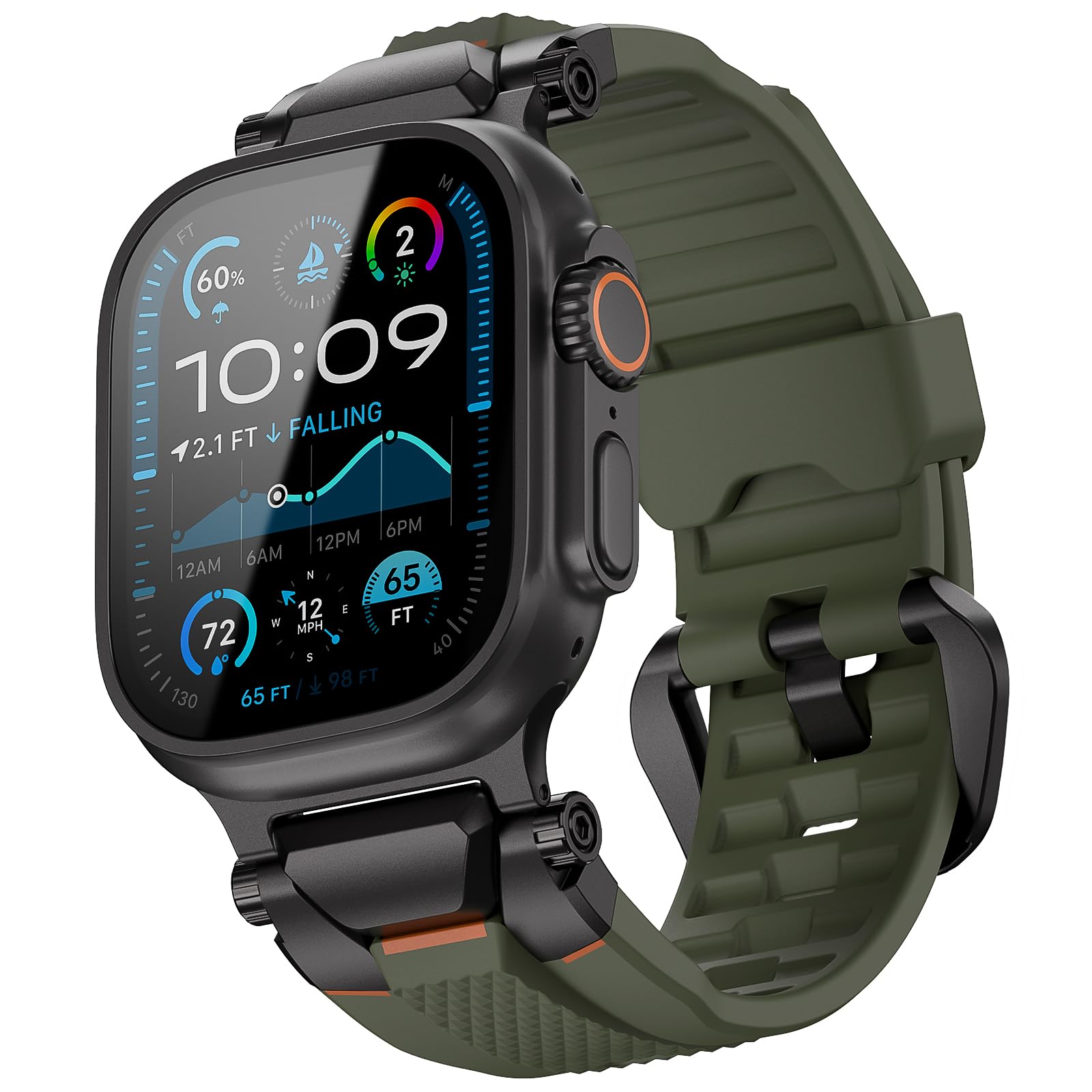 ULTIMAL ウォッチ バンド for Apple Watch Ultra 3/2/1対応 49mm/46mm/45mm/44mm メンズモデル、シリコンバン...