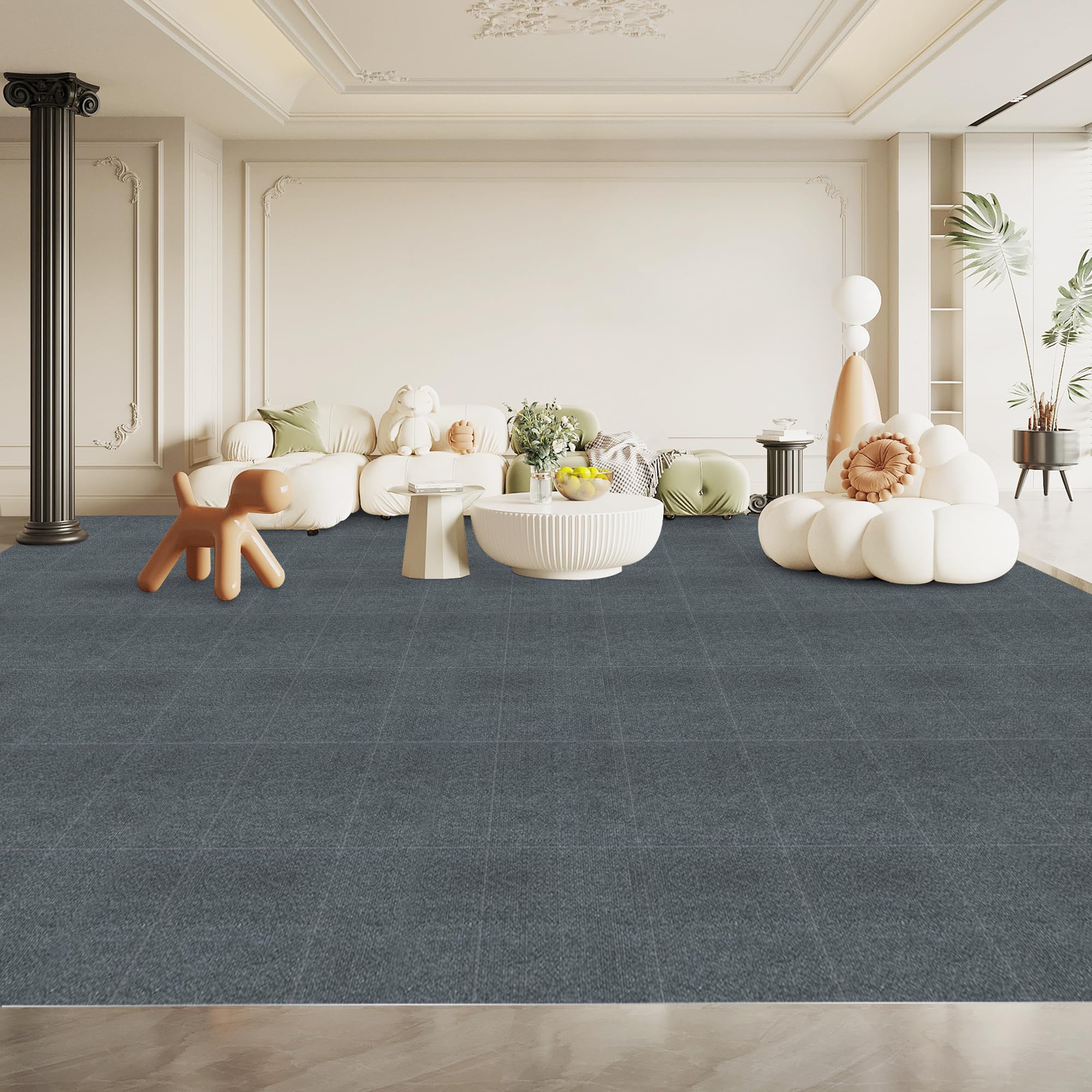 【.co.jp限定】大判 タイルカーペット ジョイントマット 60*60cm&40枚入 HAODEMI 吸着マット ペット 大判 床 子供 ペット 足音 タイルマット 床保護マット ペット用 設置簡単 ペット/高齢者の滑り止め対策 自由にカット可能 洗える