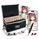 Vokiuler アートマーカー 262色 マーカーペン イラストマーカー ブレンダーペン 油性 カラーペンセット 太細両端 画材 コミック用 アーティスト プ...