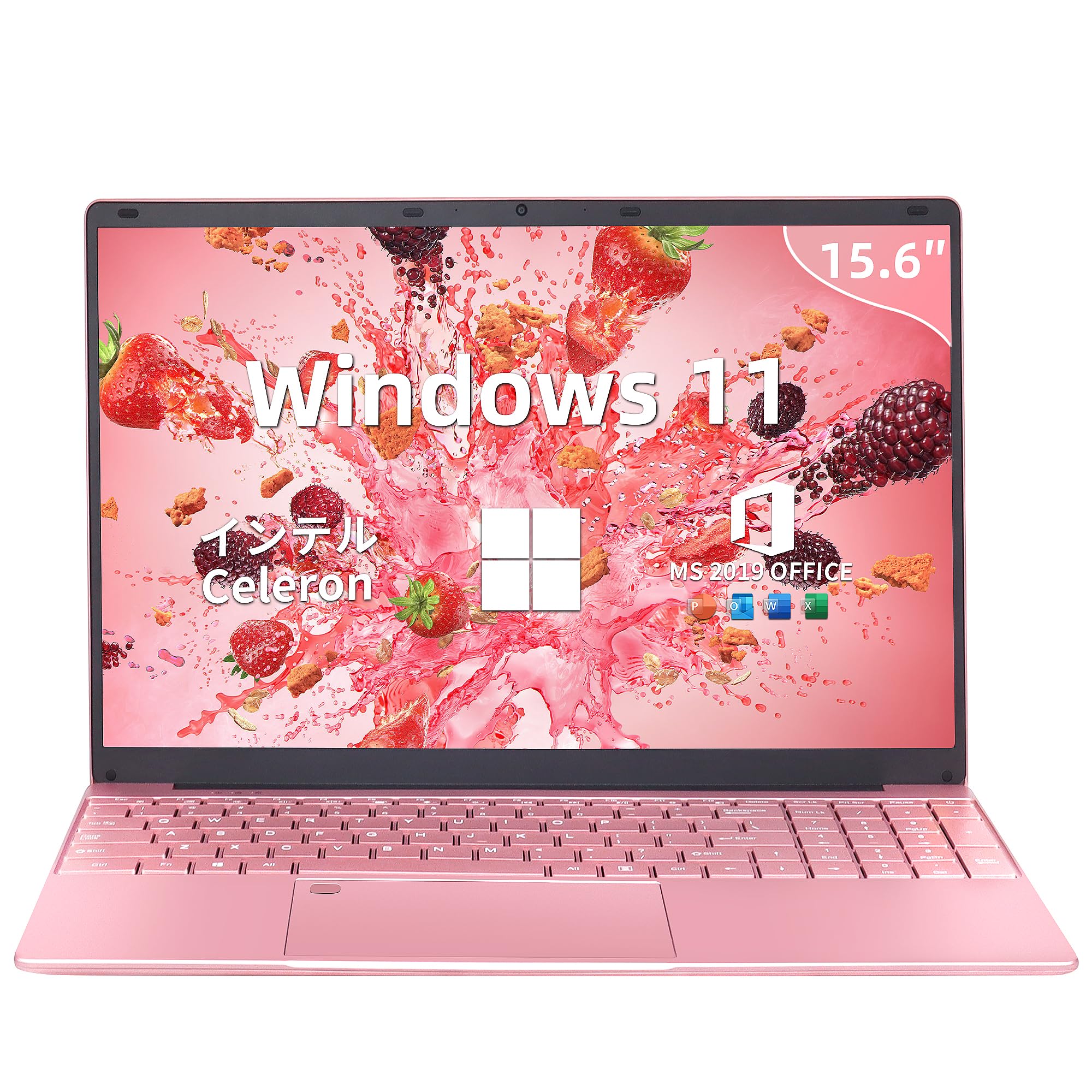 ノートパソコンピンク【Win 11/MS Office 2019搭載】ラップトップ 15.6インチ IPS 大画面 高性能 第12世代 Alder Lake N95 最大3.4GHz /メモリー DDR4 16GB/Nvme 高速SSD 256GB 豊富なのサムネイル