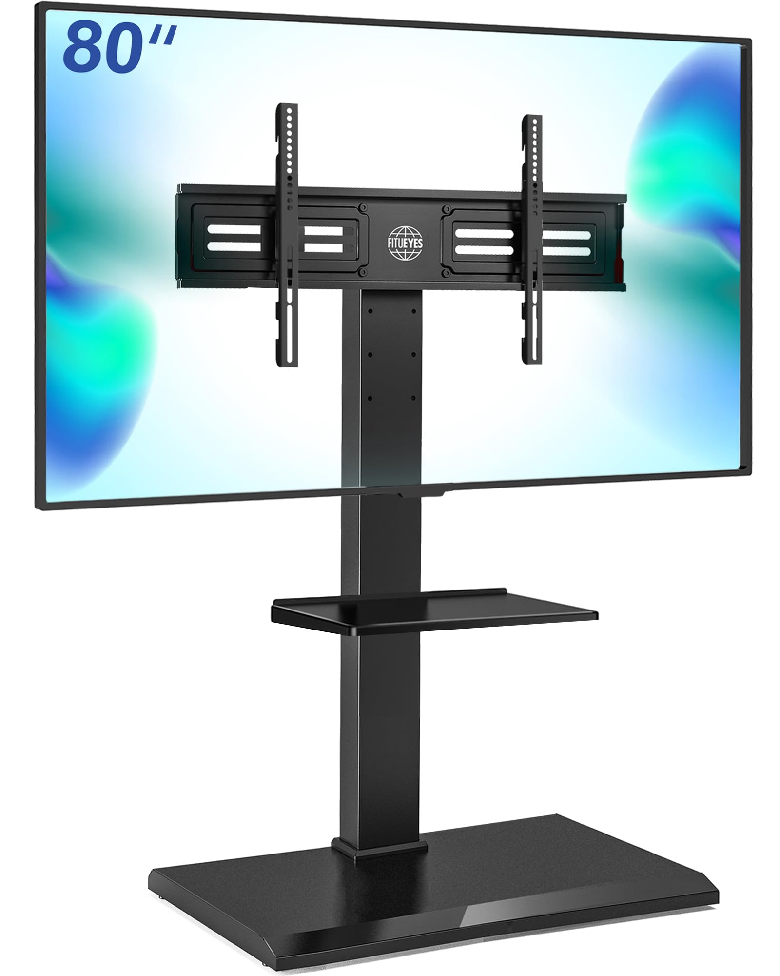 FITUEYES テレビスタンド 大型テレビ台 壁寄せテレビスタンド 50-80インチテレビに対応 高さ調整可能 首振り可能 耐荷重50kg 収納可能 鉄製 ブラック