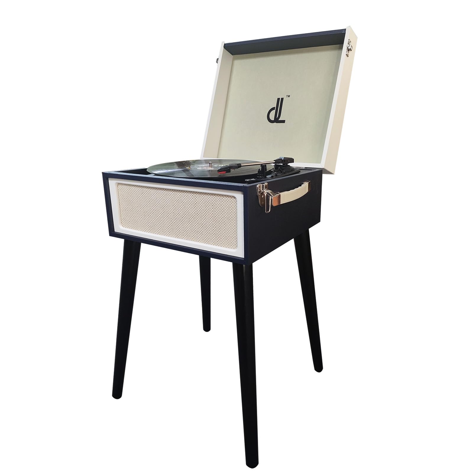 DLITIME レコードプレーヤー 脚付き スピーカー内蔵 Bluetooth受信 RCAでスピーカー繋ぎ ヘッドホン端子 AUX IN端子 33/45/78回転と7/10/12インチレコード対応 日本語説明書 スペア針付属