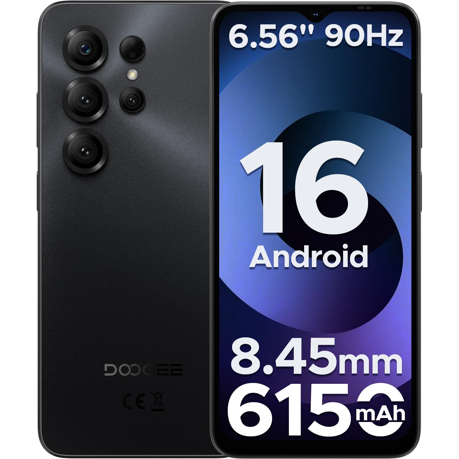  DOOGEESmart NOTE56X 6.56インチ スマートフォン 90Hz画面 6150mAh 大容量バッテリー 24GB RAM 64GB ROM 2TB拡張可 8コア AI機能 4G LTE 顔