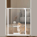 Foreng ペットゲート ペットドア付き 猫ドア付き 高さ103cm 猫ゲート 間隔3.5cm 過密フレーム付き ペットゲート ハイタイプ ベビーゲート 突っ張り式(ホワイト87-96CM)
