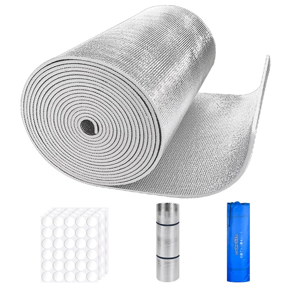 両面アルミ断熱シート 8mm極厚 50cmx500cm/90cmx500cm/100cmx500cm/90cmx1000cm/100cmx1000cm 大判 5m ..