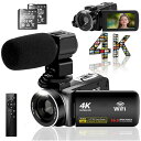 ビデオカメラ 4K 5600万画素WIFI機能 外付けマイクvloggingカメラYouTubeカメラHDMI出力IRナイトビジョン機能360°ワイヤレスリモコン18倍デジタルズーム 3インチタッチモニター 日本語システム+説明書(ベシックセット)予備バッ