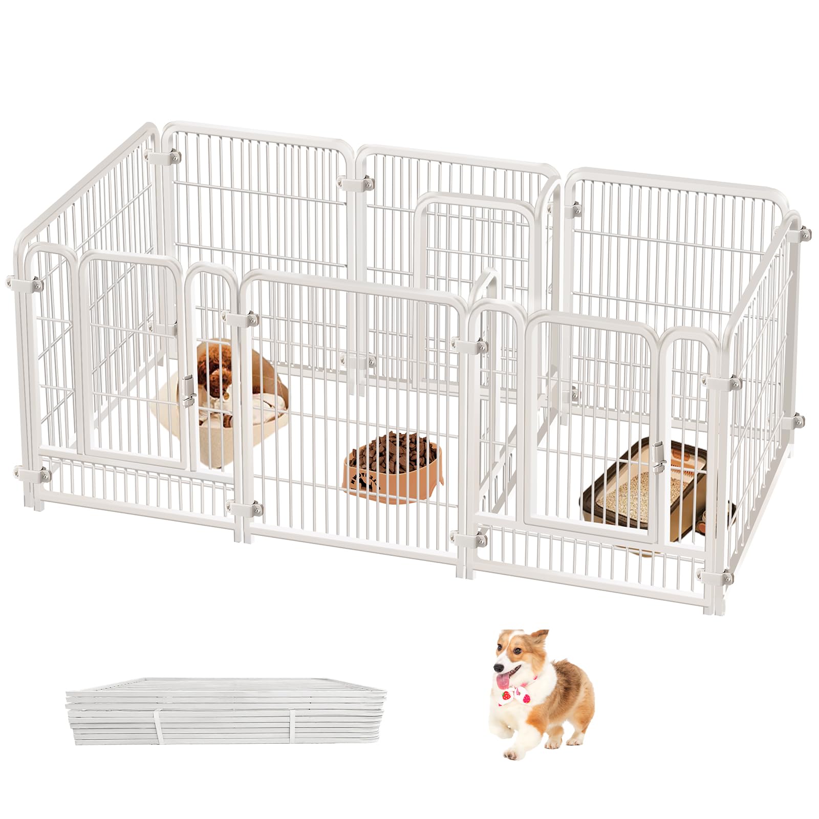PETTOM ペットサークル 犬 サークルケージ 犬ゲージ (白い14枚)