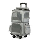 ペットキャリーバック 2層 2匹 猫 多頭飼い ペットキャリー 2層 ボストンキャリー ペットカート 4輪 多頭 猫 2匹 用 キャリーカート折りたたみ 猫犬中型2匹用ペットカート折りたたみ 通気口ポータブルケージ 360度回転 持ち手付き 変形しない散歩