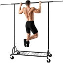 SPECILITE パイプハンガーラック 耐荷重217kg 大容量 幅130~190cm 頑丈なメタル 折り畳める 幅、高さ伸縮 組み立て簡単 衣類収納 キャスターと棚付き ブラック