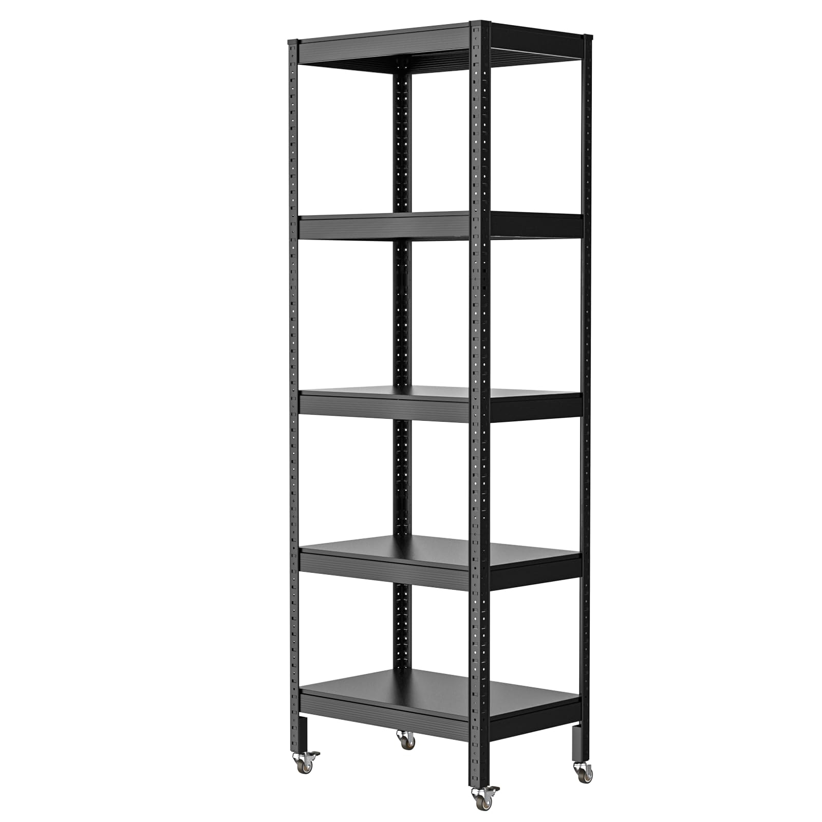 Umimileラック スチールラック キャスター付き 幅60cm 5段 耐荷重120kg/段 メタルラック (ブラック, 幅60×奥行40×高さ171cm)