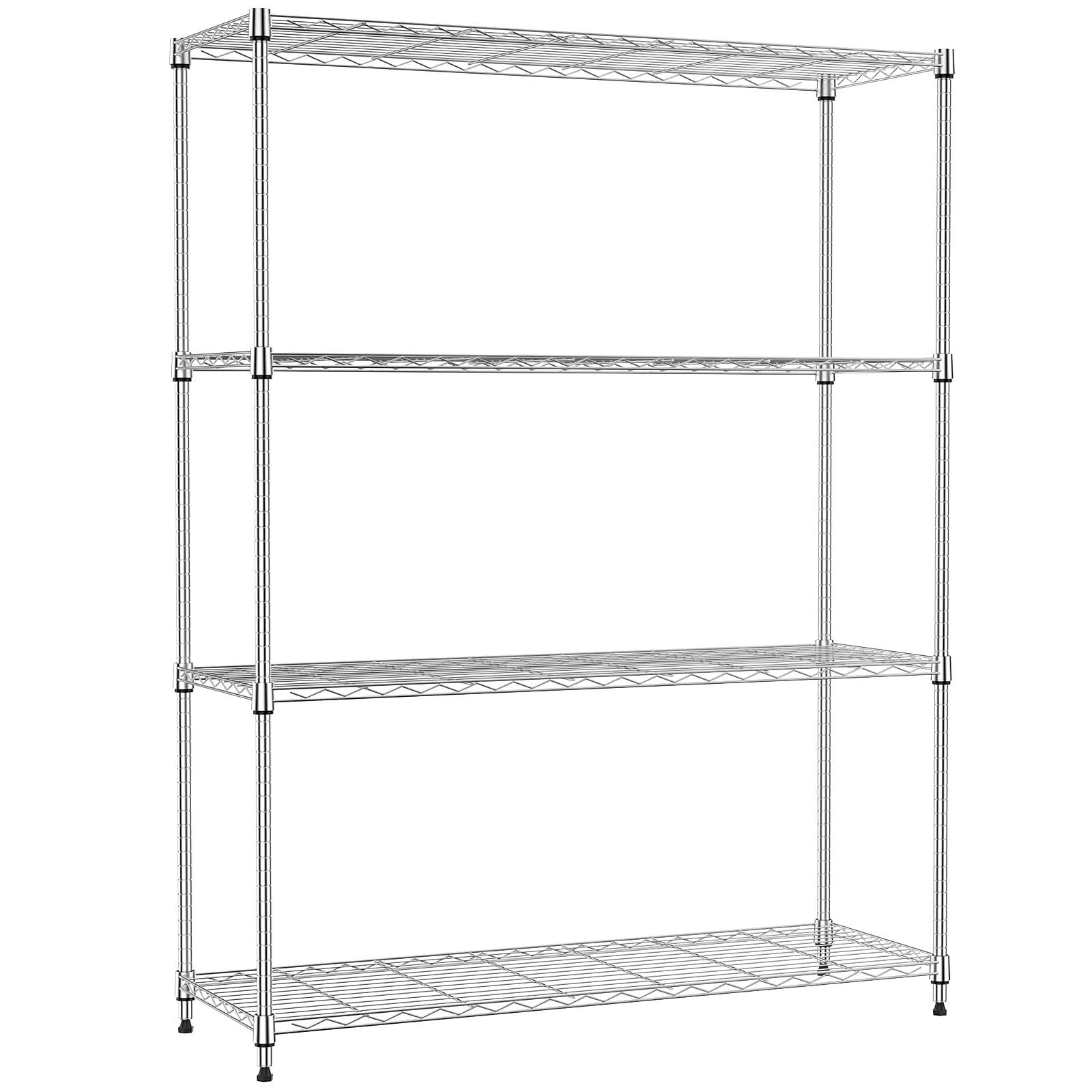 IZEUK スチールラック 4段 高さ伸縮メッシュ 収納棚 防錆加工 パイプ棚 スリム ポール径19.1mm パーツ対応 全体耐荷重400kg 幅115×奥行40×高さ150.8cm 頑丈 ワイヤーシェルフ メタルラック クロムメッキ オシャレでかわいい