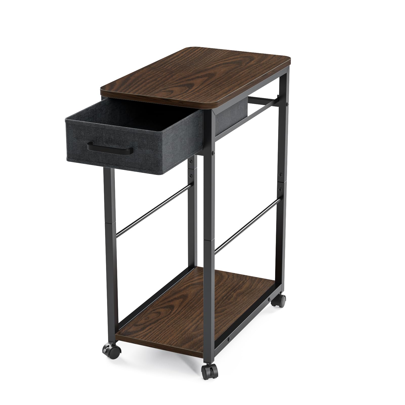 DEWEL プリンター台 パソコンラック 幅48cm×奥行29cm×高さ70cm プリンターラック 布製引き出し付き キ..