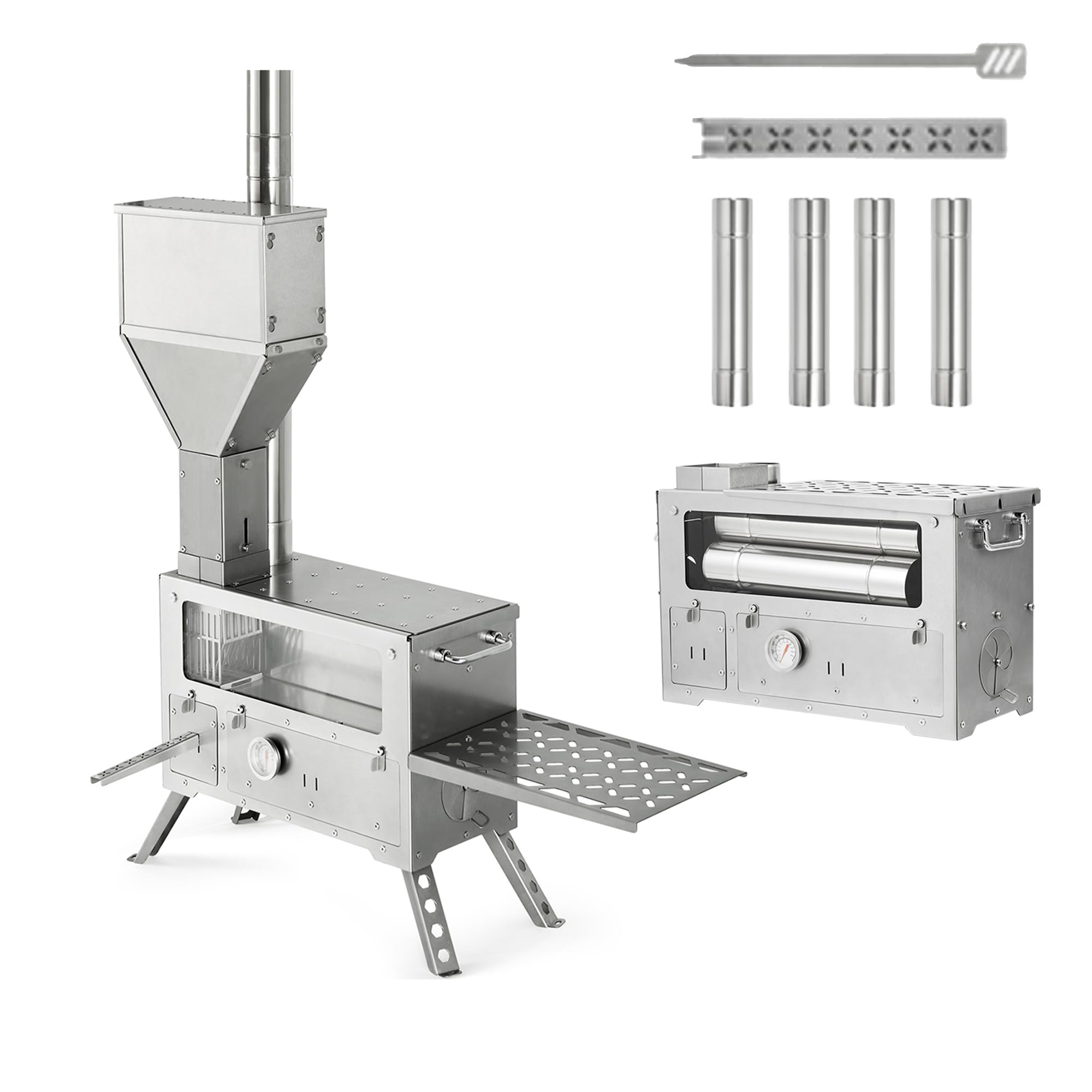 楽天湖南オンラインNaturehike ペレットストーブ 薪兼用 自己吸入・排煙 燃焼時間6h オーブン付き 温度計 コンパクト 耐1200℃ガラス窓 炉脚折りたたみ収納 アウトドアキャンプ テントストーブ 薪ストーブ 調理 ウォーマー 暖房 冬 グリッド棚付き BBQ 焚