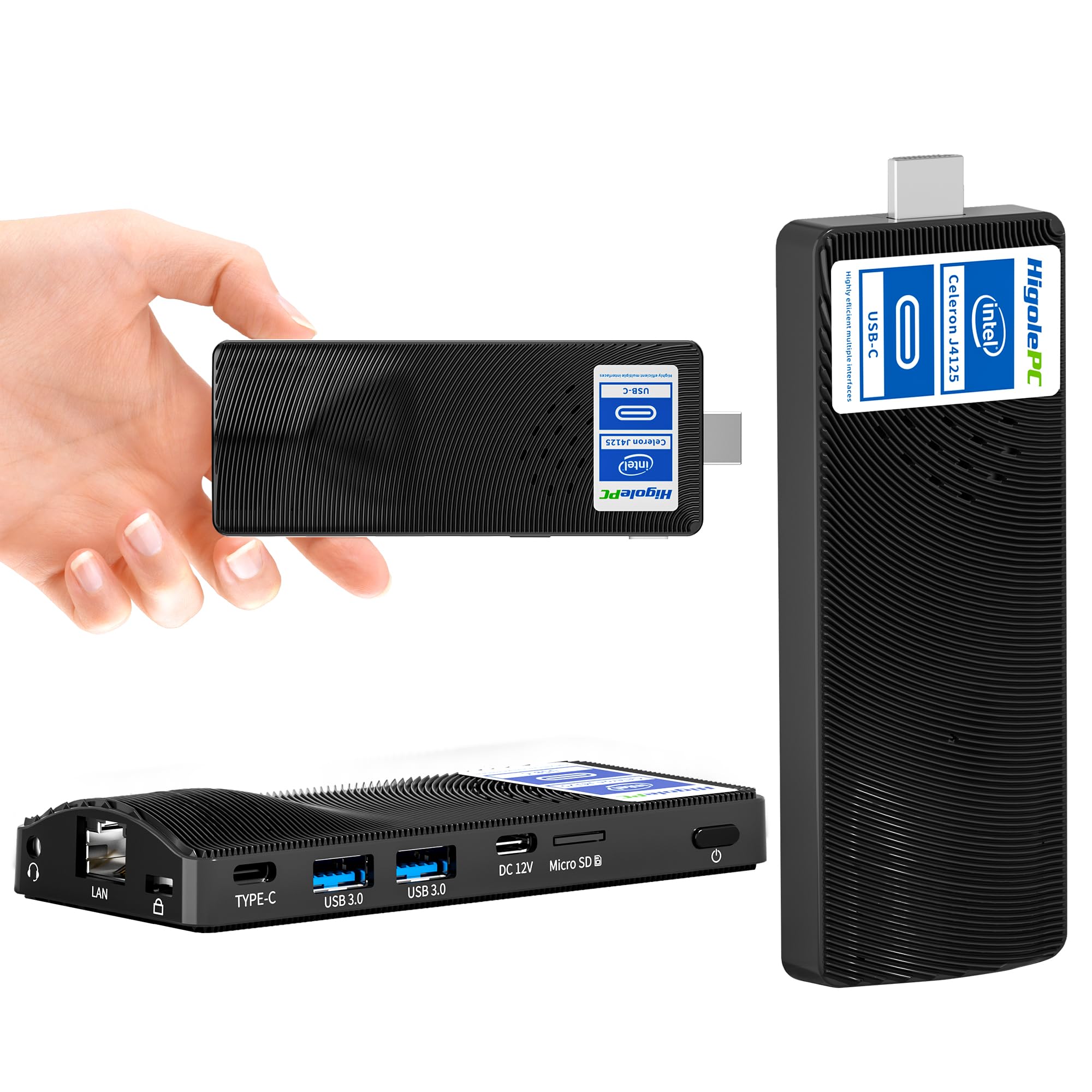 HigolePC スティックPC スティックパソコン インテル Celeron J4105 8GB 128GB Windows 11 Pro デスクトップパソコン フル機能USB Type-C Wi-Fi 5 有線LAN USB3.0 4K出力対応 軽量
