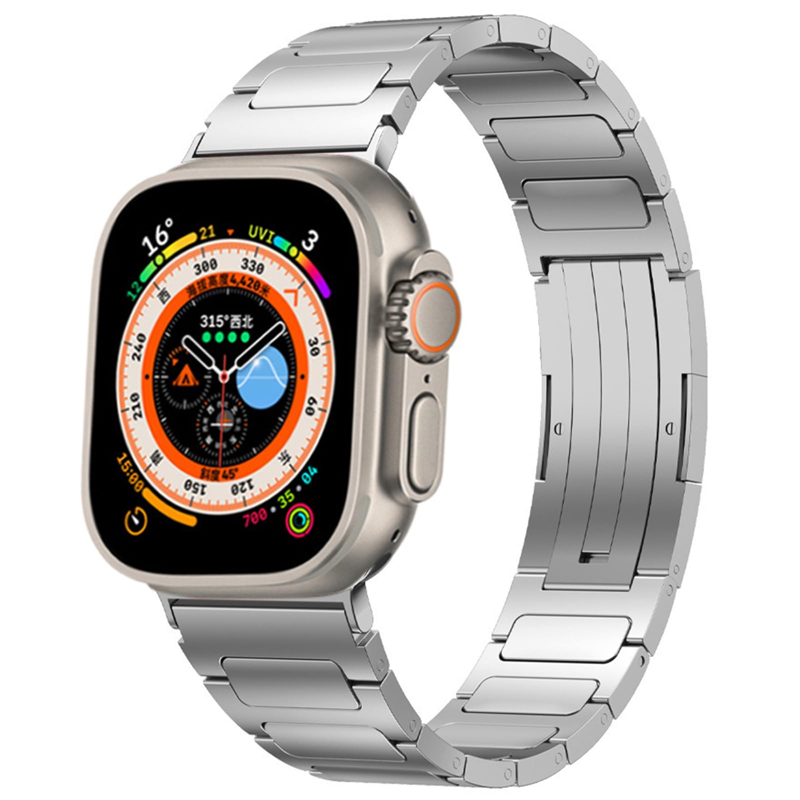 GYOKUYU「高級チタン金属バンド」コンパチブルApple Watch Ultra/Ultra 2 49mm バンド チタン アップルウォッチ ウルトラ 交換バンド チタニウム金属 調節可能 軽量 金属ベルト ビジネス風 高級 交換用 ベルト 交換ベルト