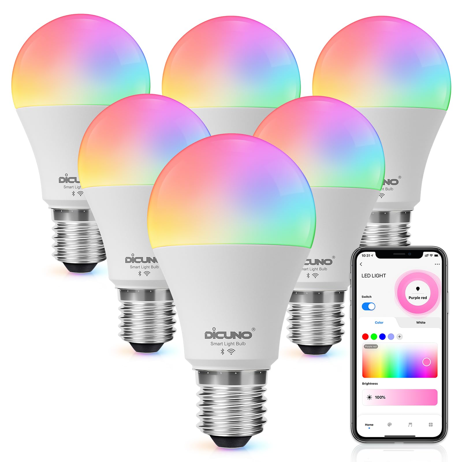  AlexaǧDiCUNO ޡŵ E26 LEDŵ 60W 9W 800lm ĴĴ Alexa Google б ...