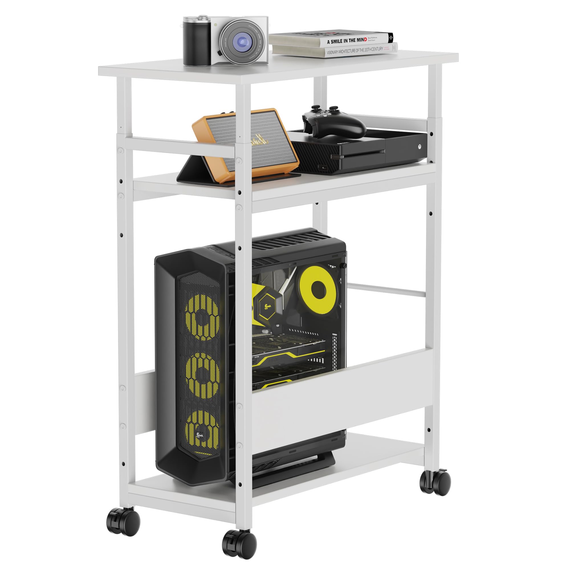 Alebert｢アレベルト｣ 天板昇降式パソコンワゴン パソコンラック PCワゴン PCラック PCキャスター 袖机 ..