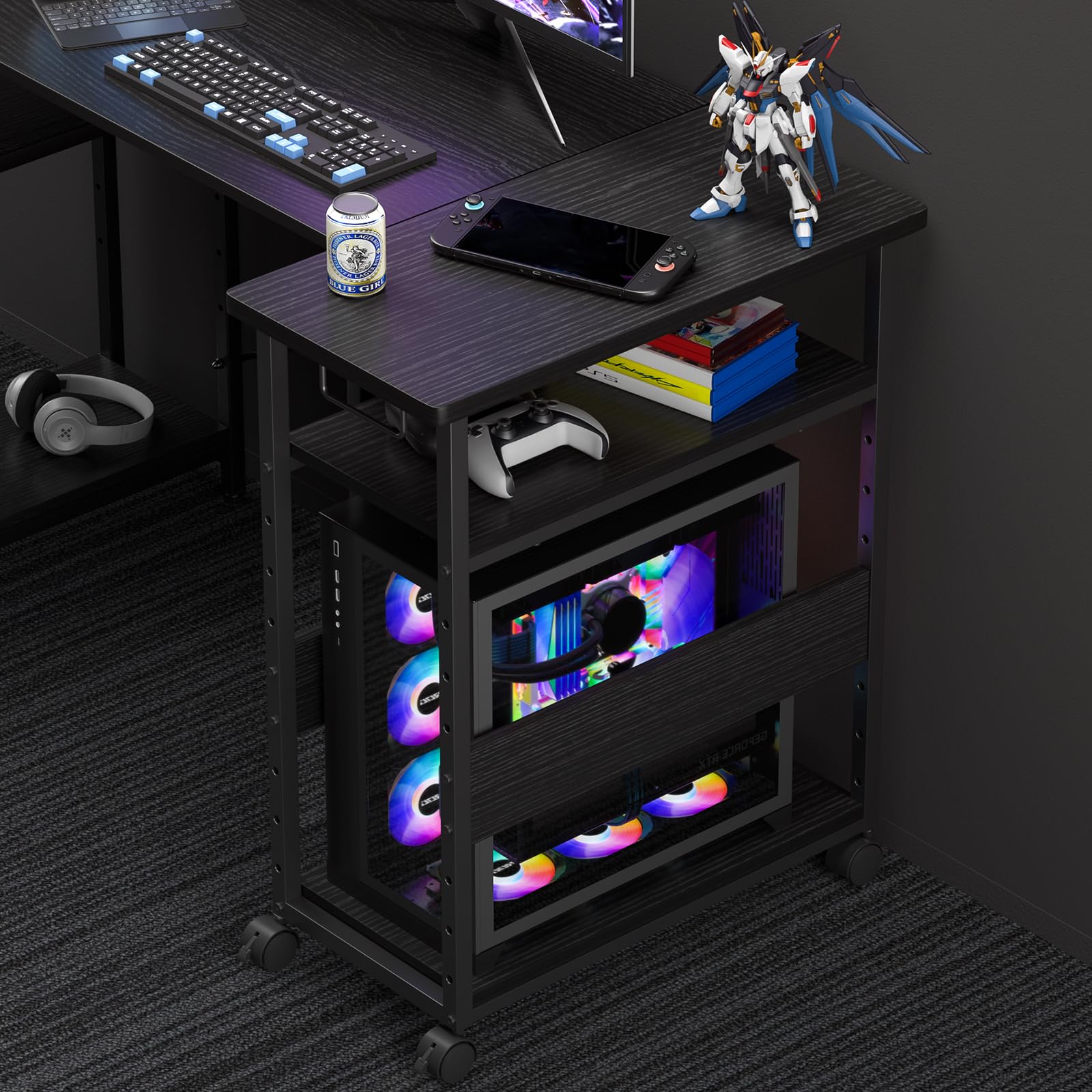 【幅30×奥行60×高さ70cm】パソコンワゴン キャスター付き pcラック 3段 プリンター台 パソコンラック ..