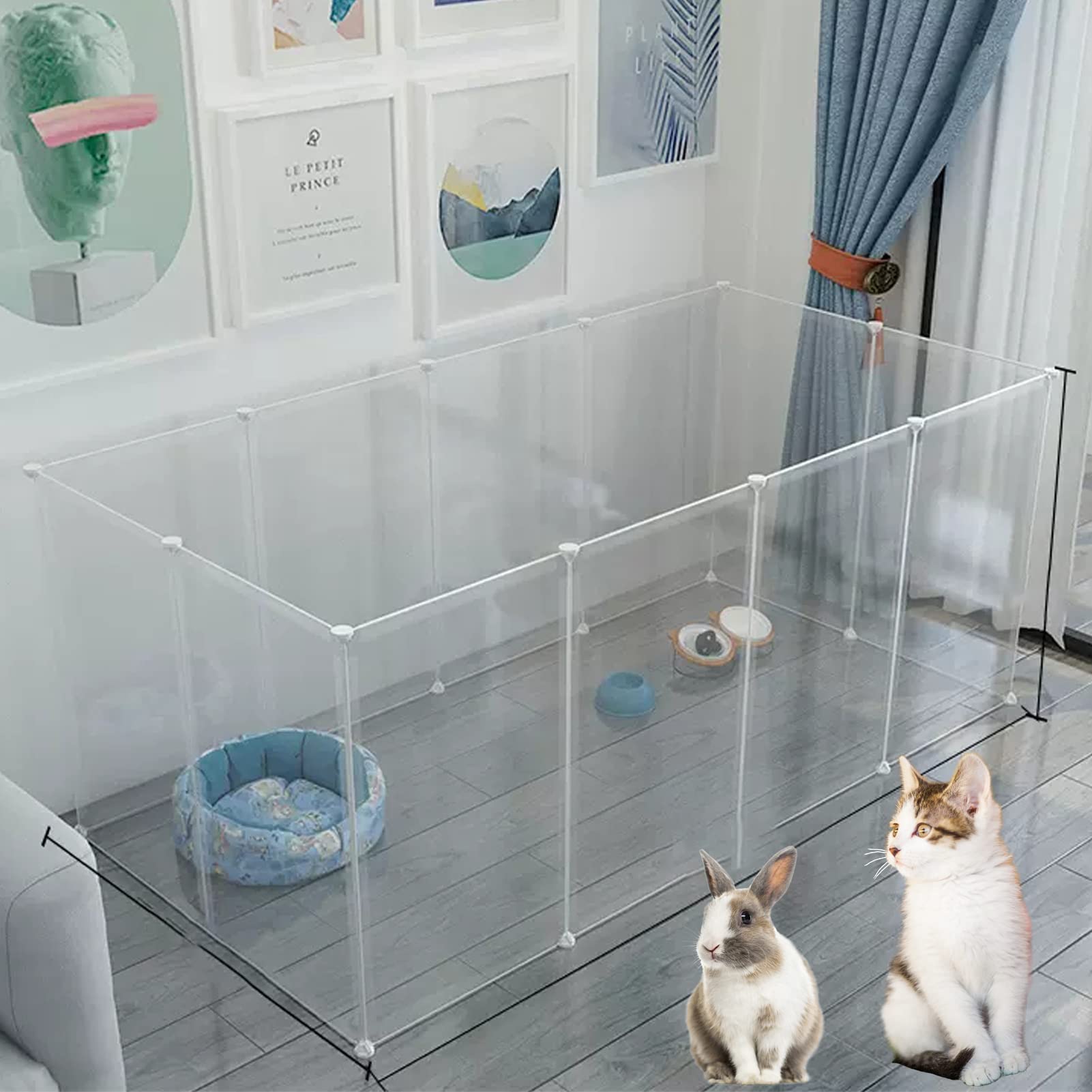 Puhang ペットフェンス 子犬 サークル ケージ ペットゲート 柵 猫脱走防止フェンス ペットサークル ペット フェンス ゲート 犬小屋 ベビーゲート 小型犬 猫 うさぎ 小動物 脱走防止 侵入防止 バリアゲート ベビーフェンス 猫網 プレイサークルのサムネイル