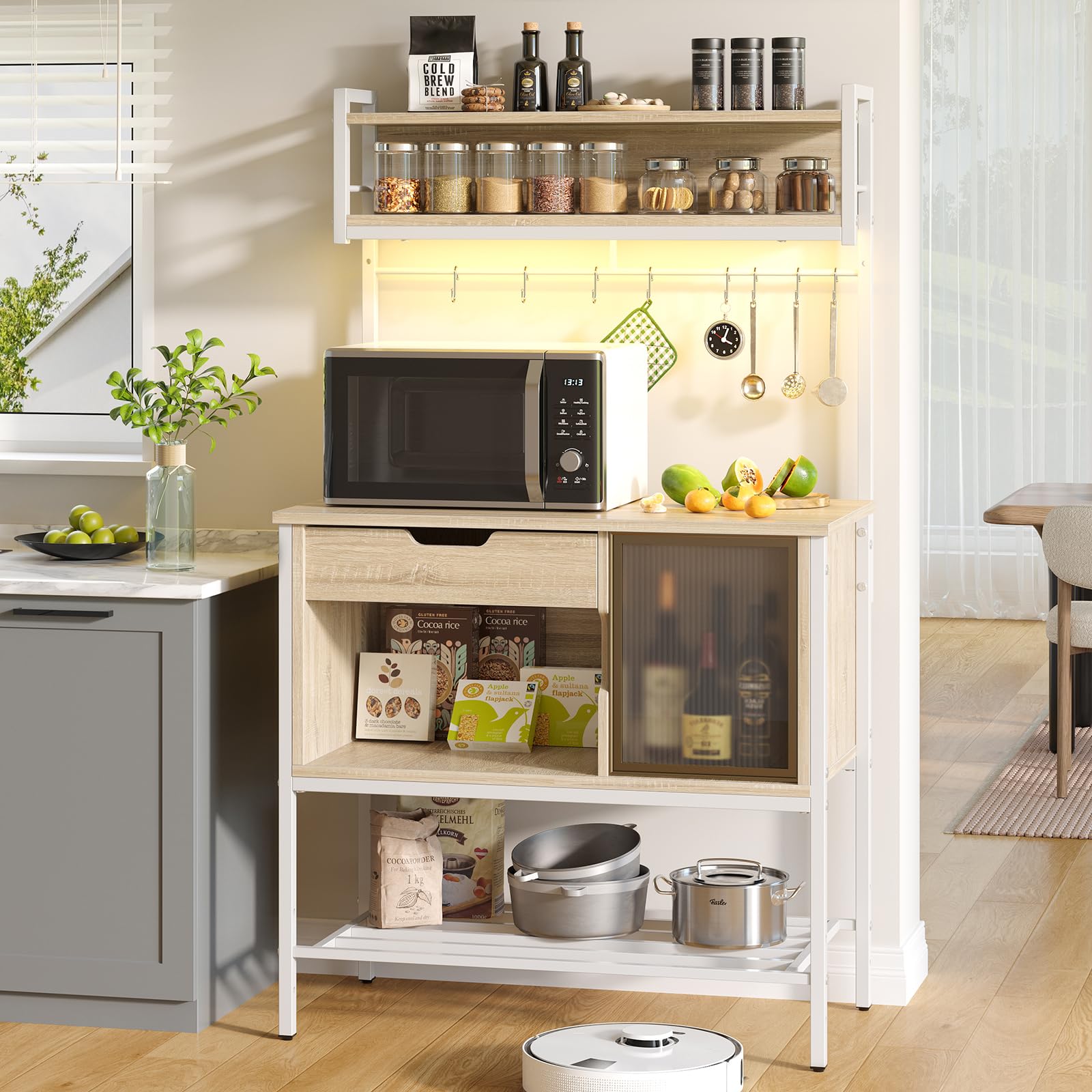 Bestier レンジ台 幅86cmレンジラック 5段式キッチンラック 大型電子レンジ対応 幅86×奥・41.6×・さ150..