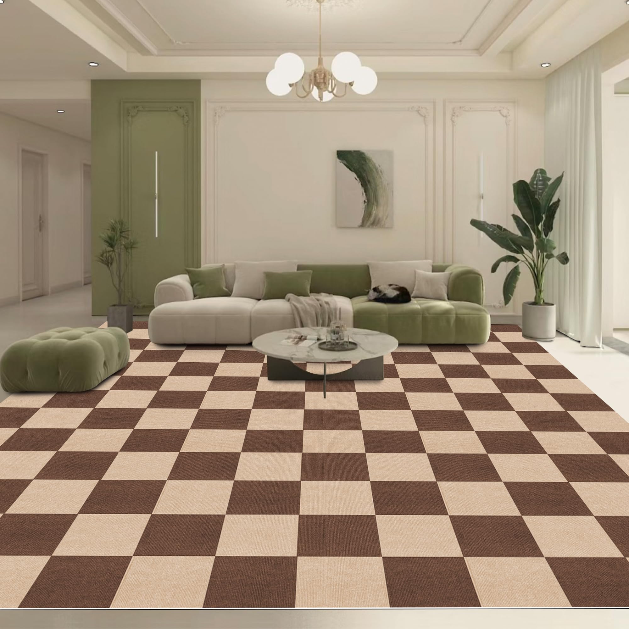 【.co.jp限定】タイルカーペット ジョイントマット【30*30cm* 60枚】（約3.3畳）HAODEMI 大判 薄さ4mm タイル 床 子供 フローリング 吸着マット タイルカーペット 足音 DIY可能 自由にカット可能 洗える 洗濯 (ブラウン+ベ