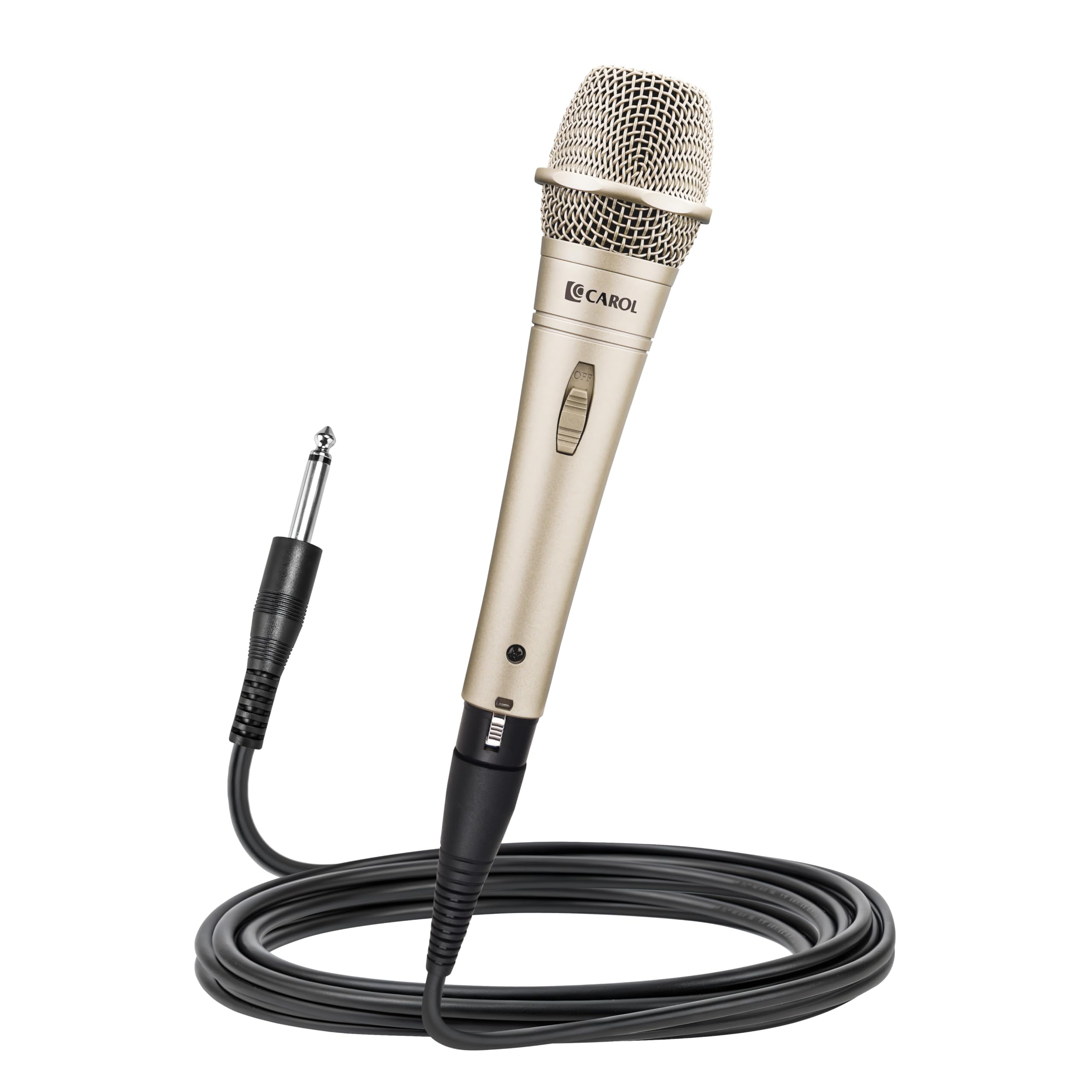 CAROL E dur-916S プロ仕様ボーカルマイク プレミアムゴールド XLR ダイナミック型 超単一指向性 二重衝撃吸収構造 歌唱 カラオケ スピーチ用 スイッチ付 4.5mケーブル付属