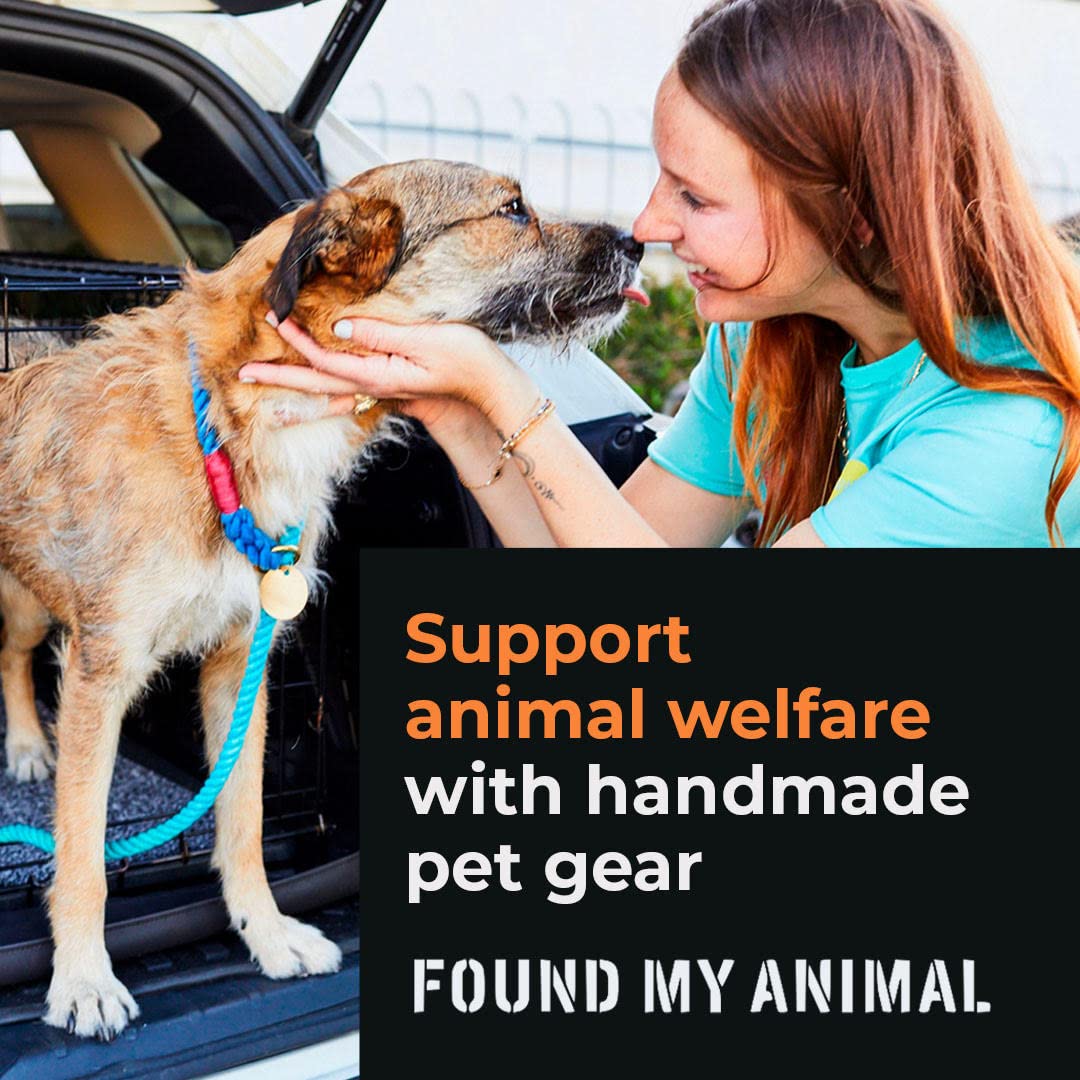Found My Animal - ティールオンブルコットンロープ犬用リード、(ミディアム) - 高耐久犬用トレーニングリード - 調節可能な真鍮製のロック可能なカラビナ - 手作りの編み込み犬用リードロープ - 米国製