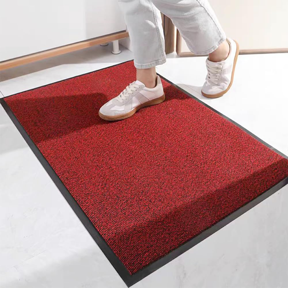 [Bcrio] 玄関マット 屋外 室内 滑り止め 業務用 家庭用 速乾 マット シンプル 泥落とし 洗える ドアマット（レッド120*150）